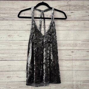 🦃‎ Zara Woman Grey Velvet Clubbing Top Small